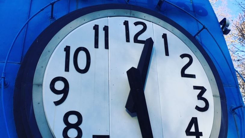 The former Callahan clock, as its soon-to-be-former resting place at Carillon Park. THOMAS GNAU/STAFF