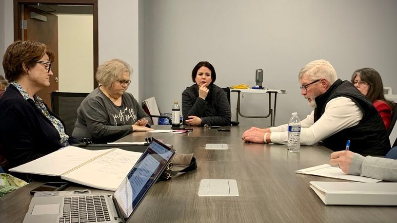 The Greene County Board of Elections, from left: Kim McCarthy, Anne Gerard, Elections Director Alisha Lampert, Bruce Hull, and Jan Basham. LONDON BISHOP/STAFF