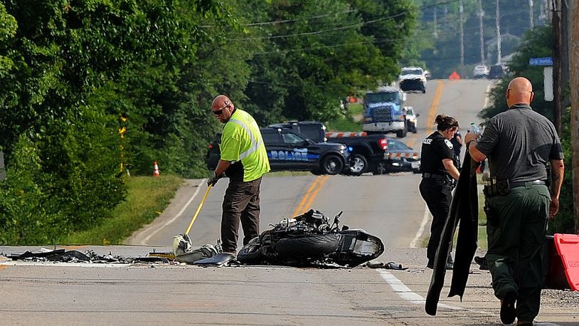 Police are investigating a serious injury motorcycle crash on North Dixie Drive near McCauley Drive Tuesday morning, June 18, 2024. MARSHALL GORBY\STAFF