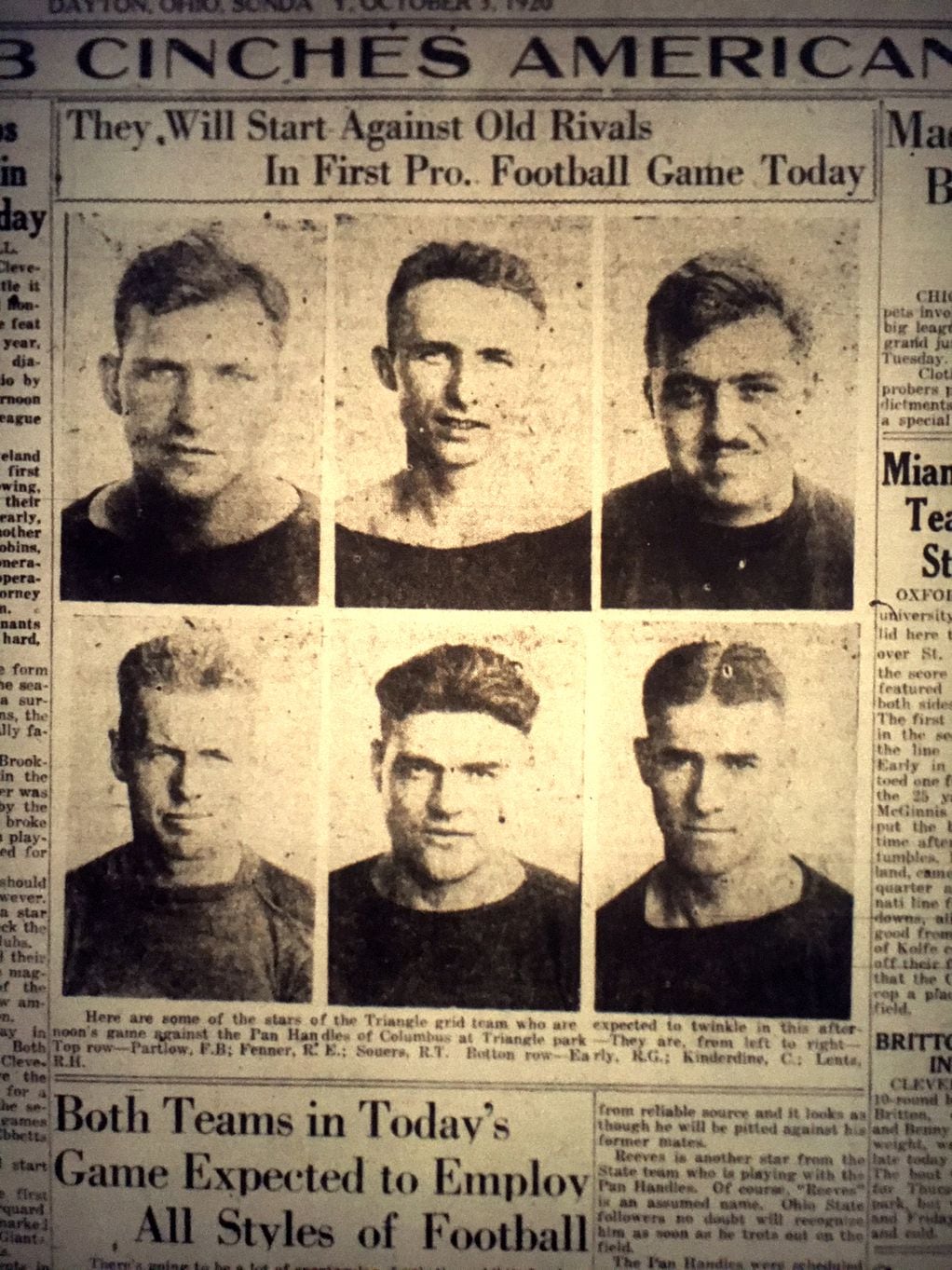 NFL's first game played in Dayton, Ohio