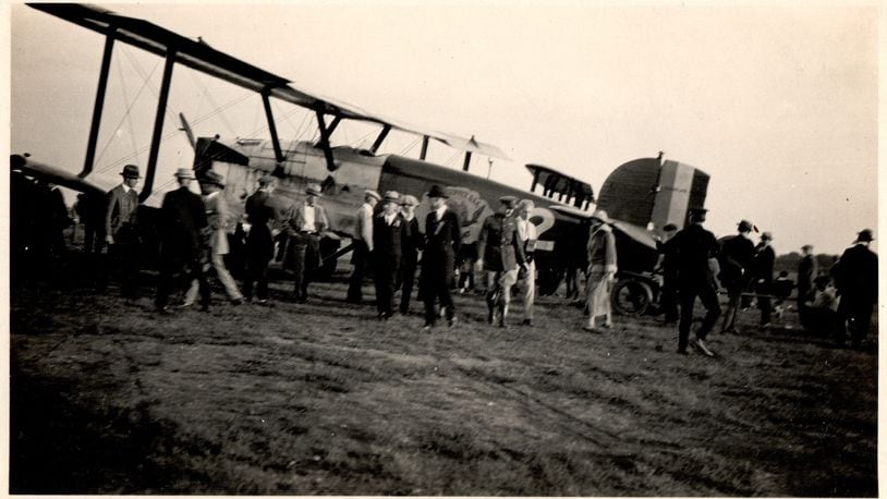 Crowds examine one of the Douglas World Cruisers after it landed at McCook Field on 13 September 1924. Contributed by the Air Force Life Cycle Management Center.